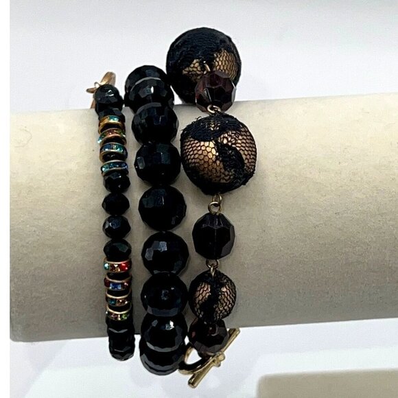 Vintage-Style Beaded Jewelry Set - Elegant Necklace & Three Bracelets - Picture 12 of 13